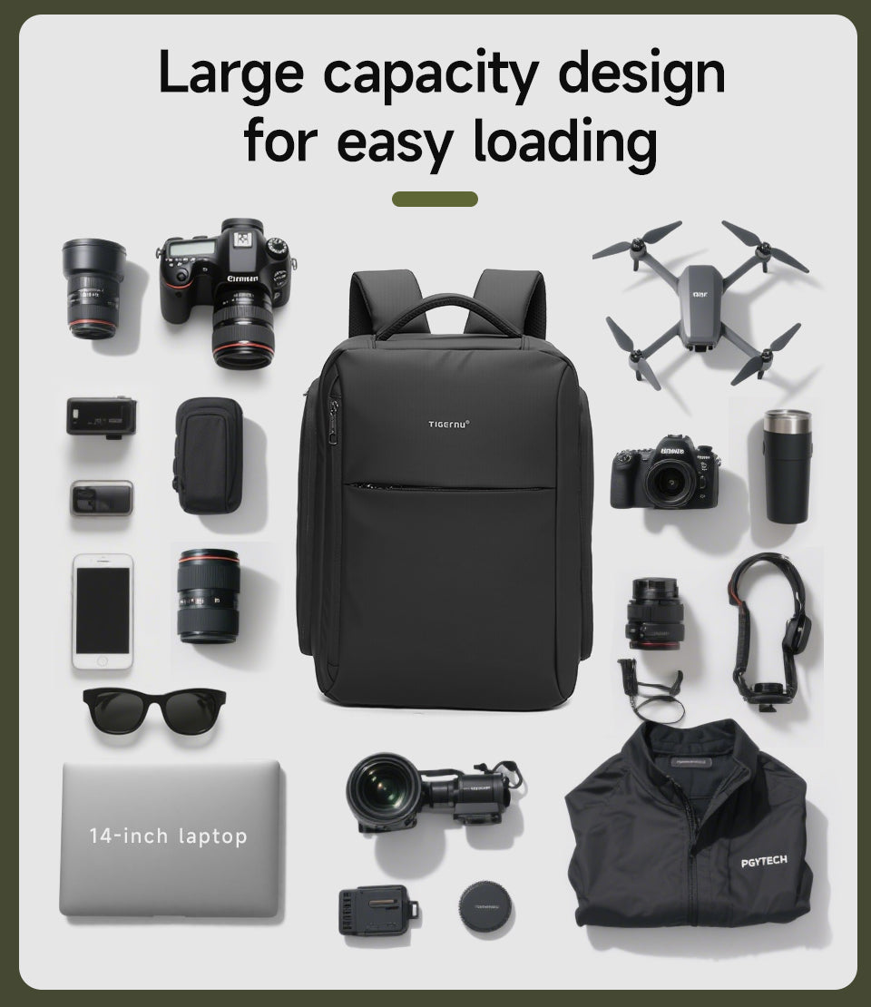 Tigernu Detachable Multi-pocket 14 Inch Nylon Waterproof Breathable Outdoor Photography Travel Camera Bag