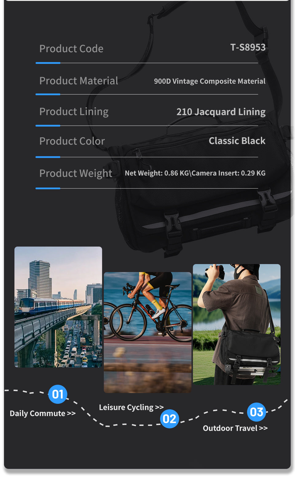 Tigernu Multi Pocket News Camera Bag with Adjustable Strap Garment Sport Bag Sneaker Custom Sales Travel Crossbody Bag