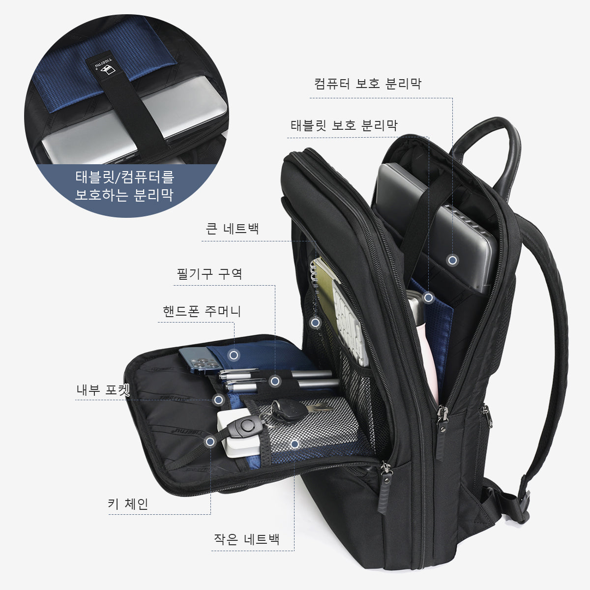 Tigernu Fashion Daily Portable Lightweight Laptop Bag Nylon S-Shaped Ergonomic Dynamic Expansion Men's Backpacks Backpack for Men