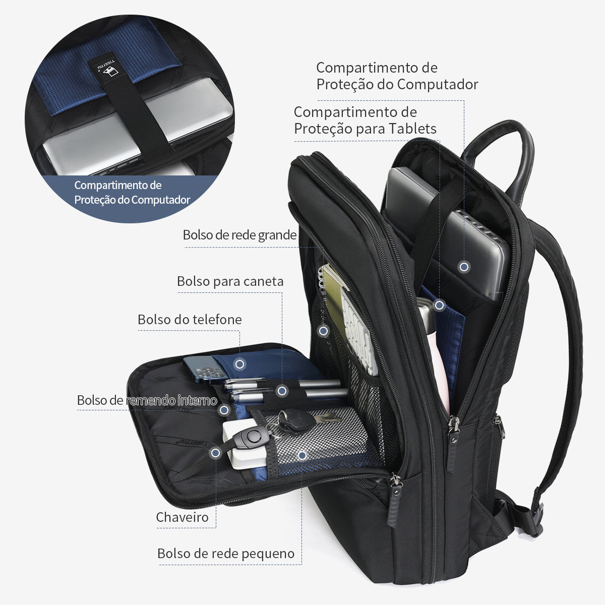Tigernu Fashion Daily Portable Lightweight Laptop Bag Nylon S-Shaped Ergonomic Dynamic Expansion Men's Backpacks Backpack for Men