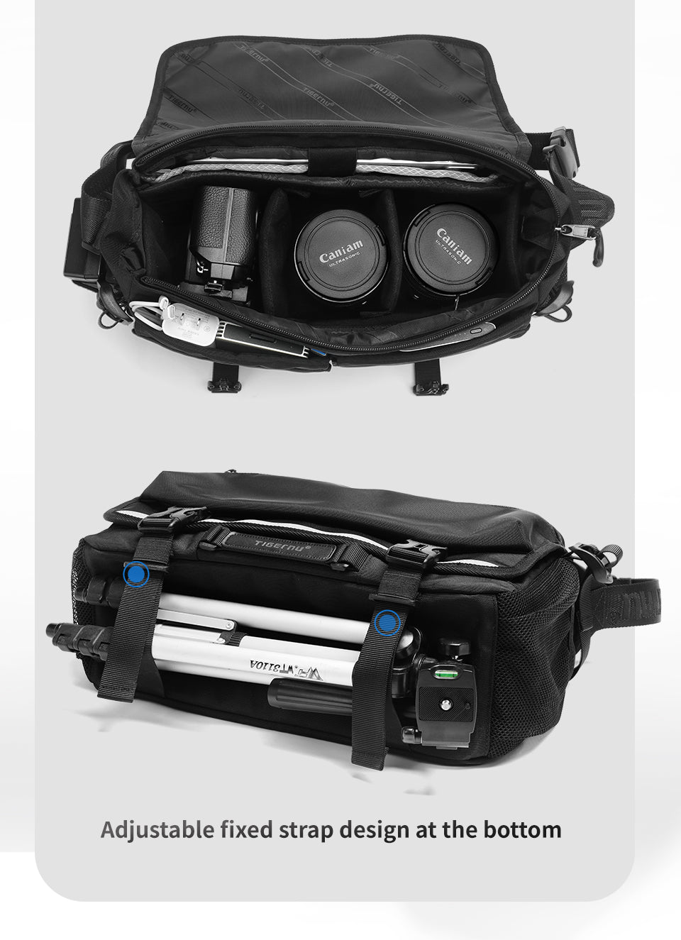 Tigernu Multi Pocket News Camera Bag with Adjustable Strap Garment Sport Bag Sneaker Custom Sales Travel Crossbody Bag