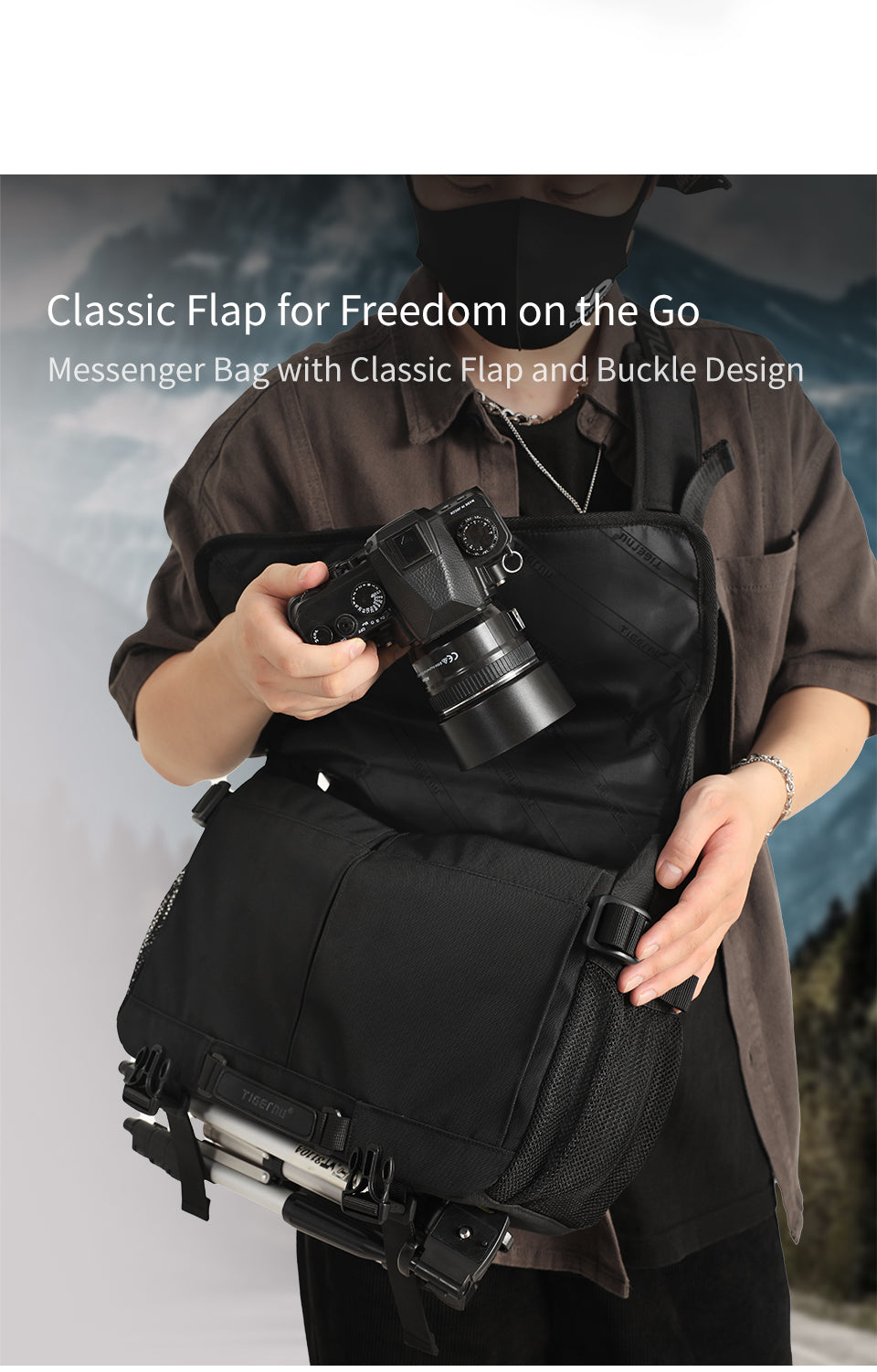 Tigernu Multi Pocket News Camera Bag with Adjustable Strap Garment Sport Bag Sneaker Custom Sales Travel Crossbody Bag