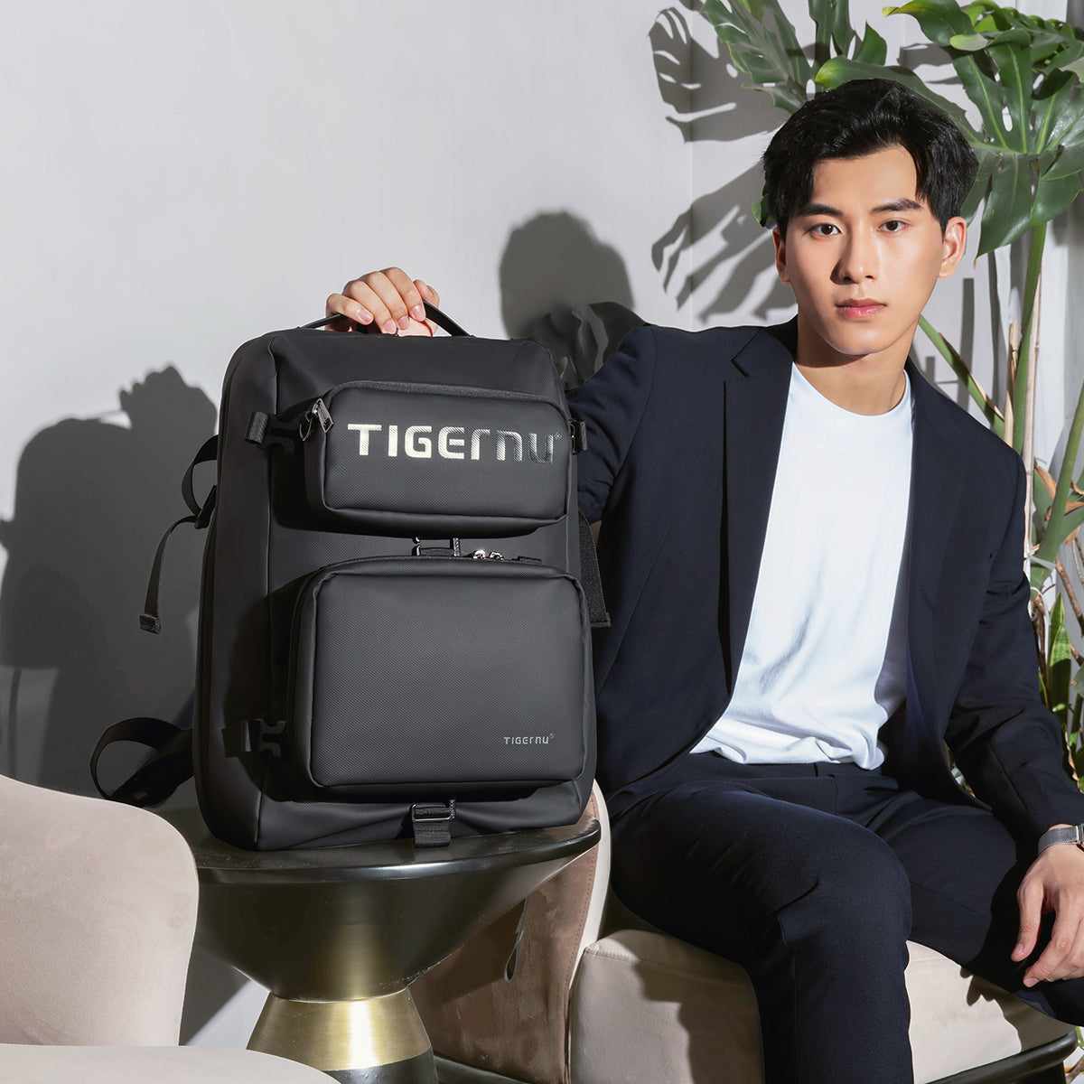 Tigernu Multi Functional Expansion Compartment, USB Waterproof and Breathable Honeycomb Back Panel, Nylon 3-in-1 Detachable Travel Bag