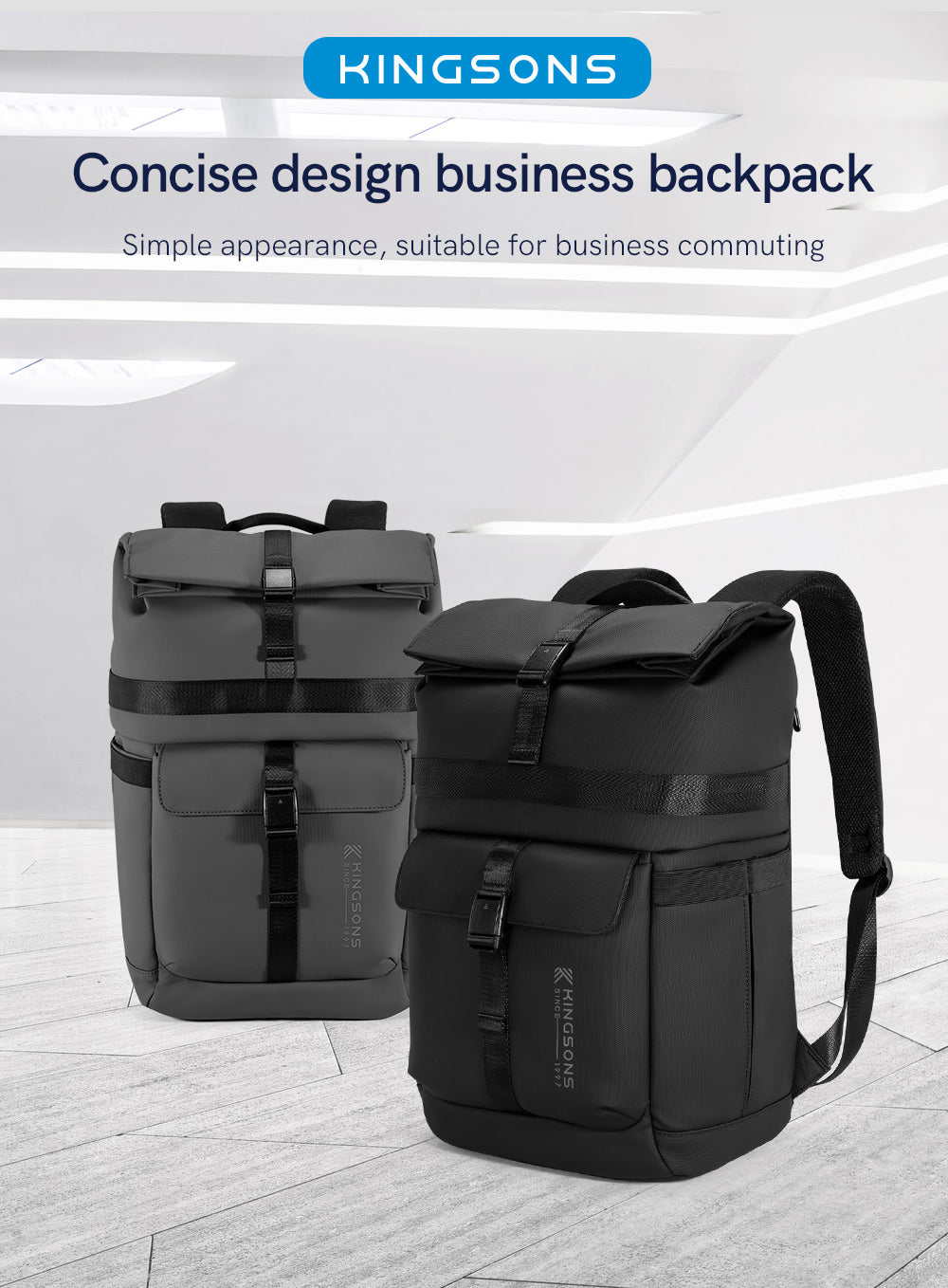 Kingsons Men's Backpack in NEW Design Travel Bag with Detachable Shoulder Bag Mochila Wholesale
