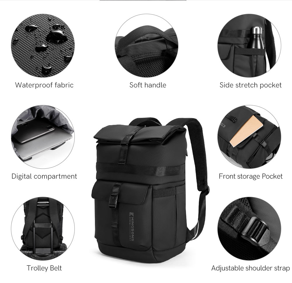 Kingsons Men's Backpack in NEW Design Travel Bag with Detachable Shoulder Bag Mochila Wholesale