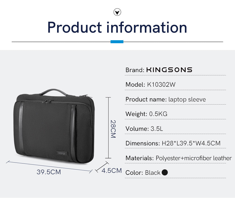 Kingsons Multifunctional Pocket Business Laptop Bag Custom Waterproof Hand Bag for Work