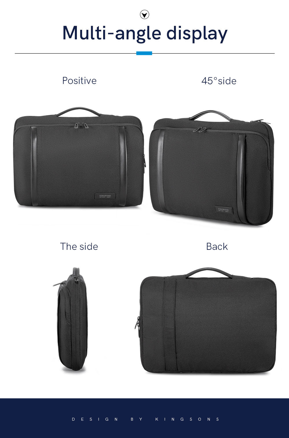 Kingsons Multifunctional Pocket Business Laptop Bag Custom Waterproof Hand Bag for Work