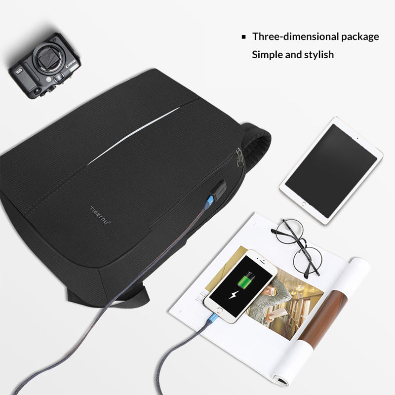 Tigernu Mens Backpack Bag Fit 15.6 Inch Laptop USB Recharging Travel Male Bag Anti-thief Student Bag
