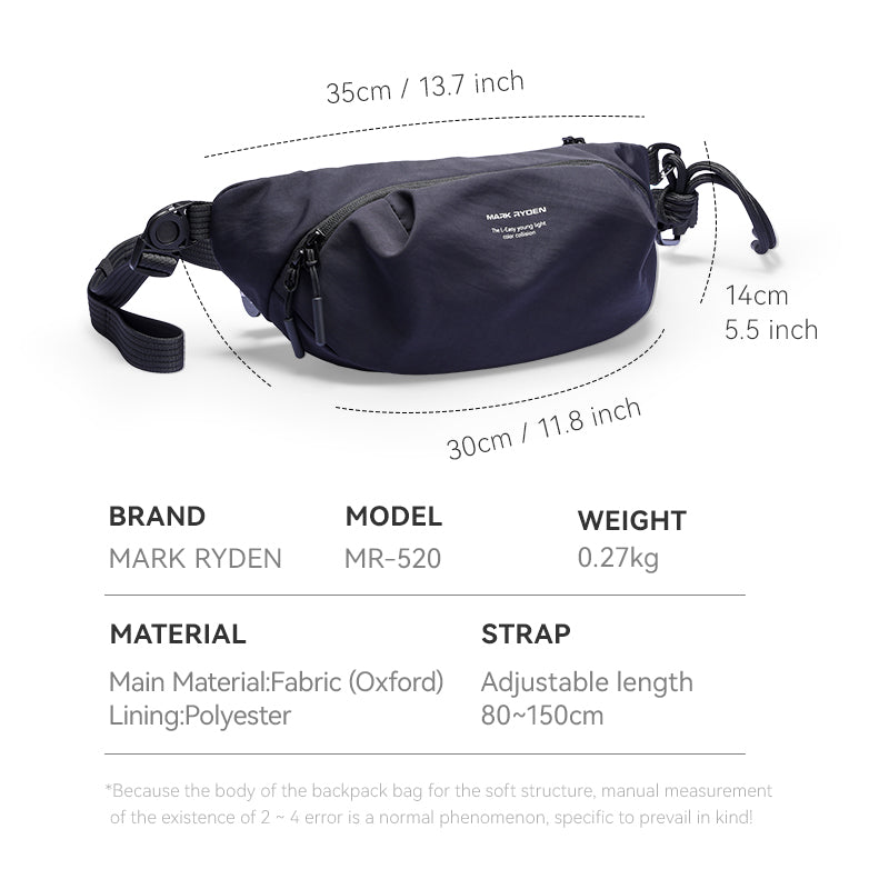 Mark Ryden Factory Direct Wholesale Sports Waist Bag Men's Crossbody Bag Multifunctional Shoulder Bag