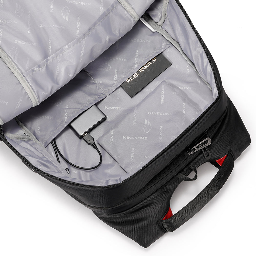 Kingsons Warming Briefcases two size 15.6 & 17 Inch Laptop Bag Travel USB Charging Backpack
