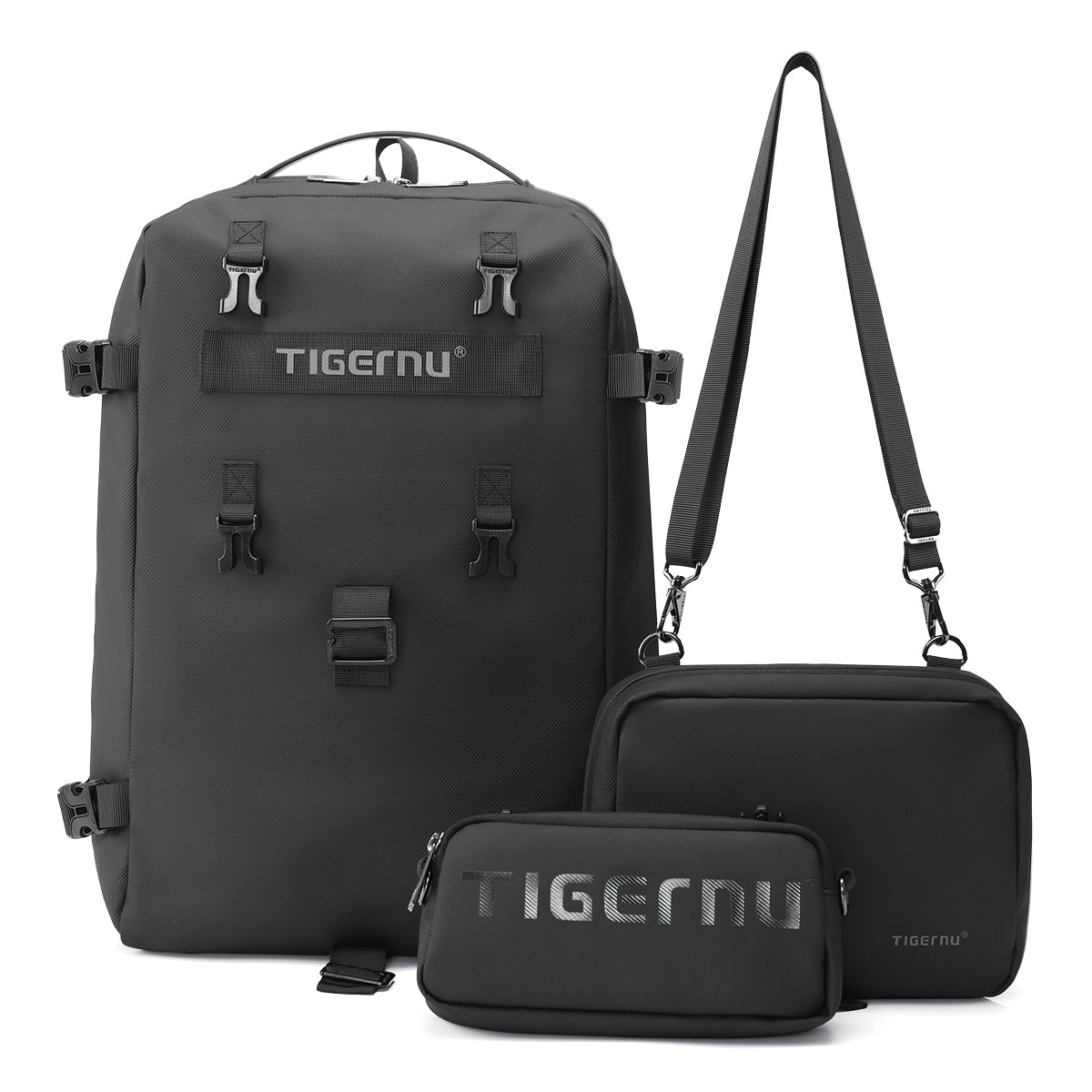 Tigernu Multi Functional Expansion Compartment, USB Waterproof and Breathable Honeycomb Back Panel, Nylon 3-in-1 Detachable Travel Bag