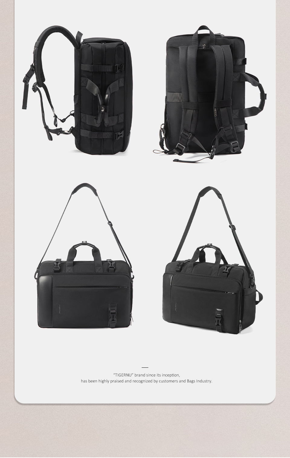 Tigernu High Quality Customizable Large Capacity Layered Storage Crossbody 17 Inches Waterproof Stylish Daily Commuting Backpack