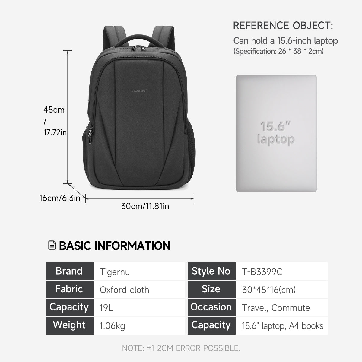 Tigernu High Quality Wholesale 15.6 Inch Computer Compartment Nylon USB Breathable Lightweight Waterproof Outdoor Travel Bag