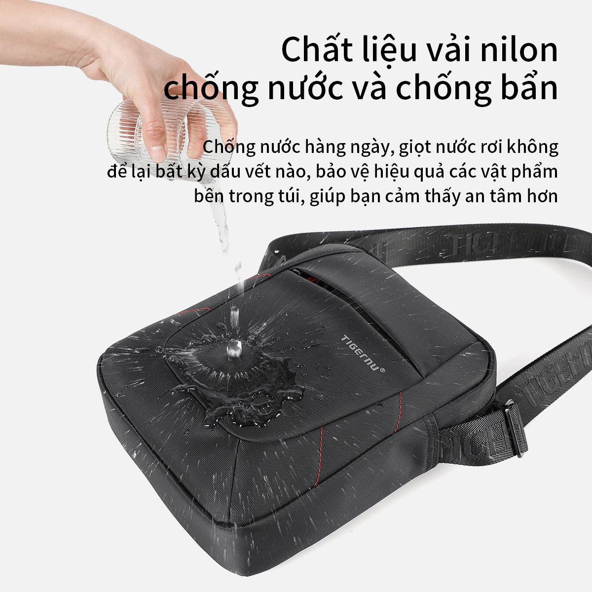 Tigernu 9.6-inch Nylon Cloth Waterproof and Wear-resistant Business Casual Men's Crossbody Bag Sling Bag