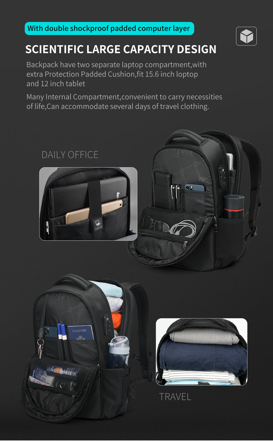 Tigernu Anti-theft Waterproof Backpack Usb Backpacks With Tsa Lock Mochilas Computer Leisure Backpack