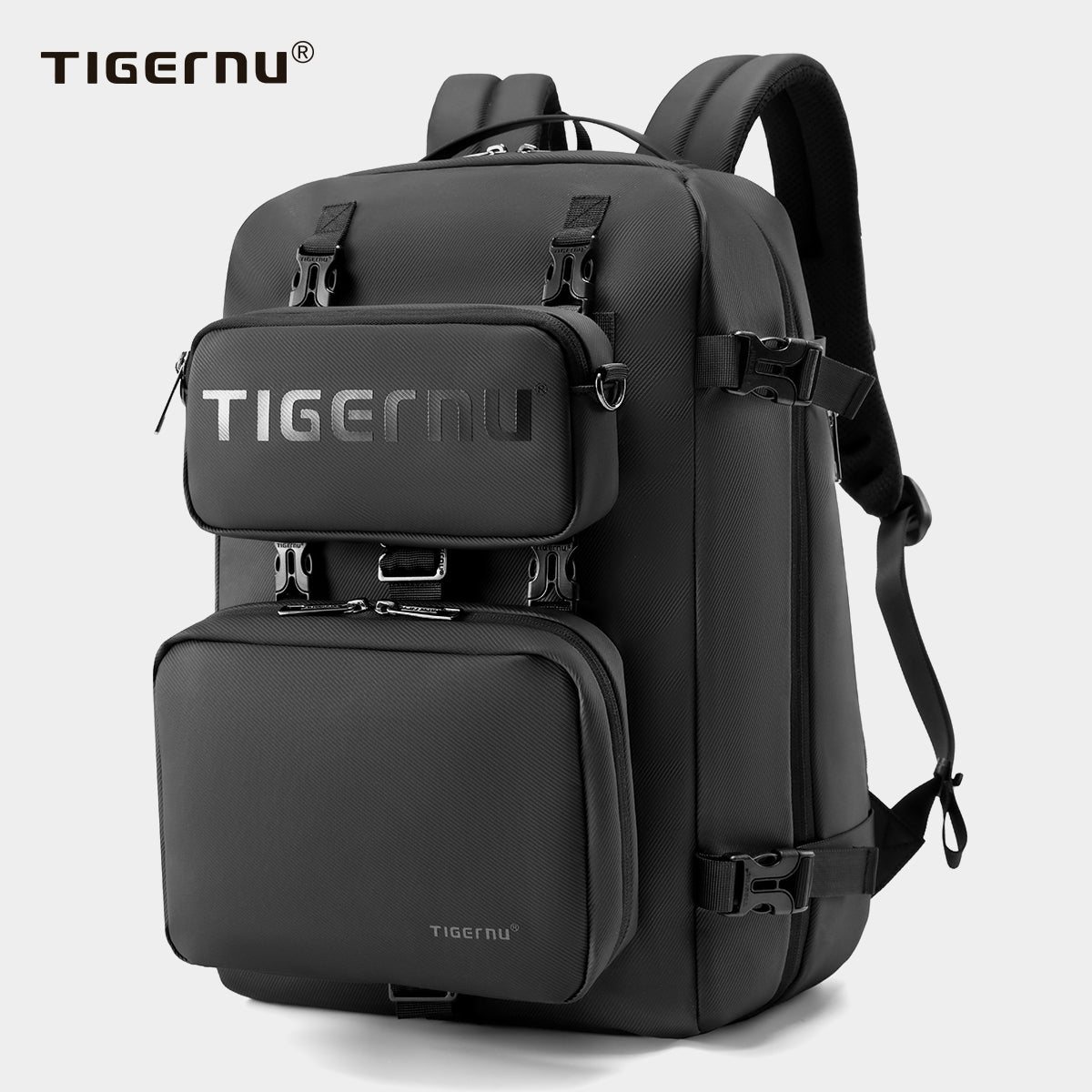 Tigernu Multi Functional Expansion Compartment, USB Waterproof and Breathable Honeycomb Back Panel, Nylon 3-in-1 Detachable Travel Bag