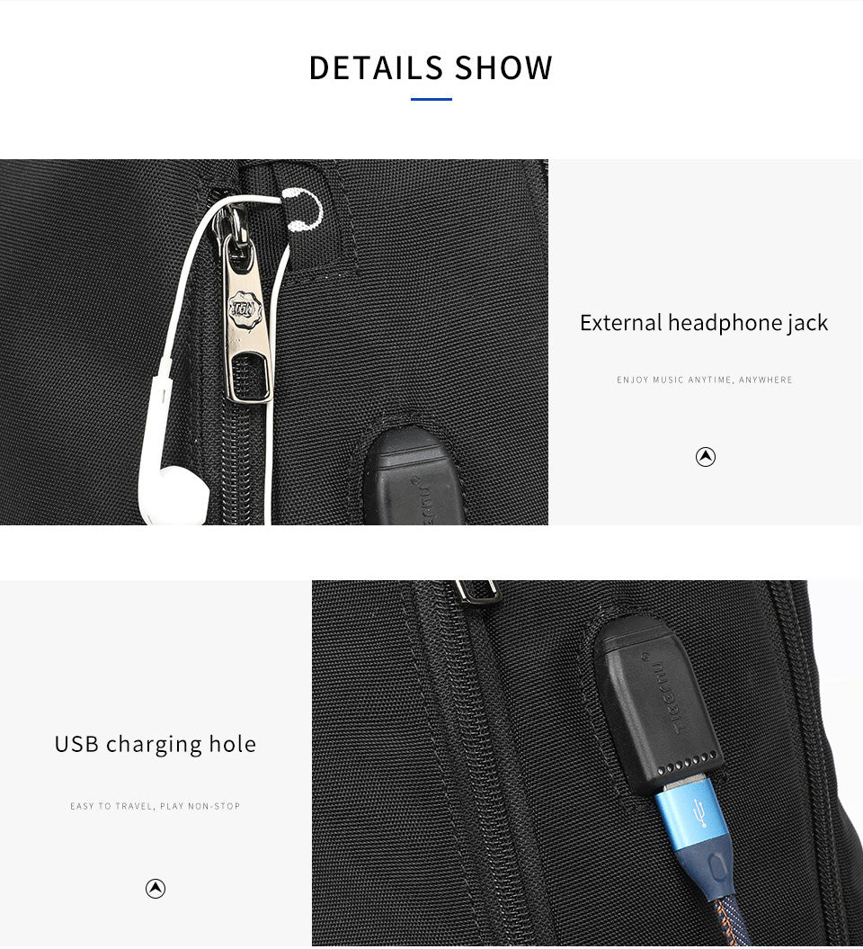 Tigernu Mens Backpack Bag Fit 15.6 Inch Laptop USB Recharging Travel Male Bag Anti-thief Student Bag