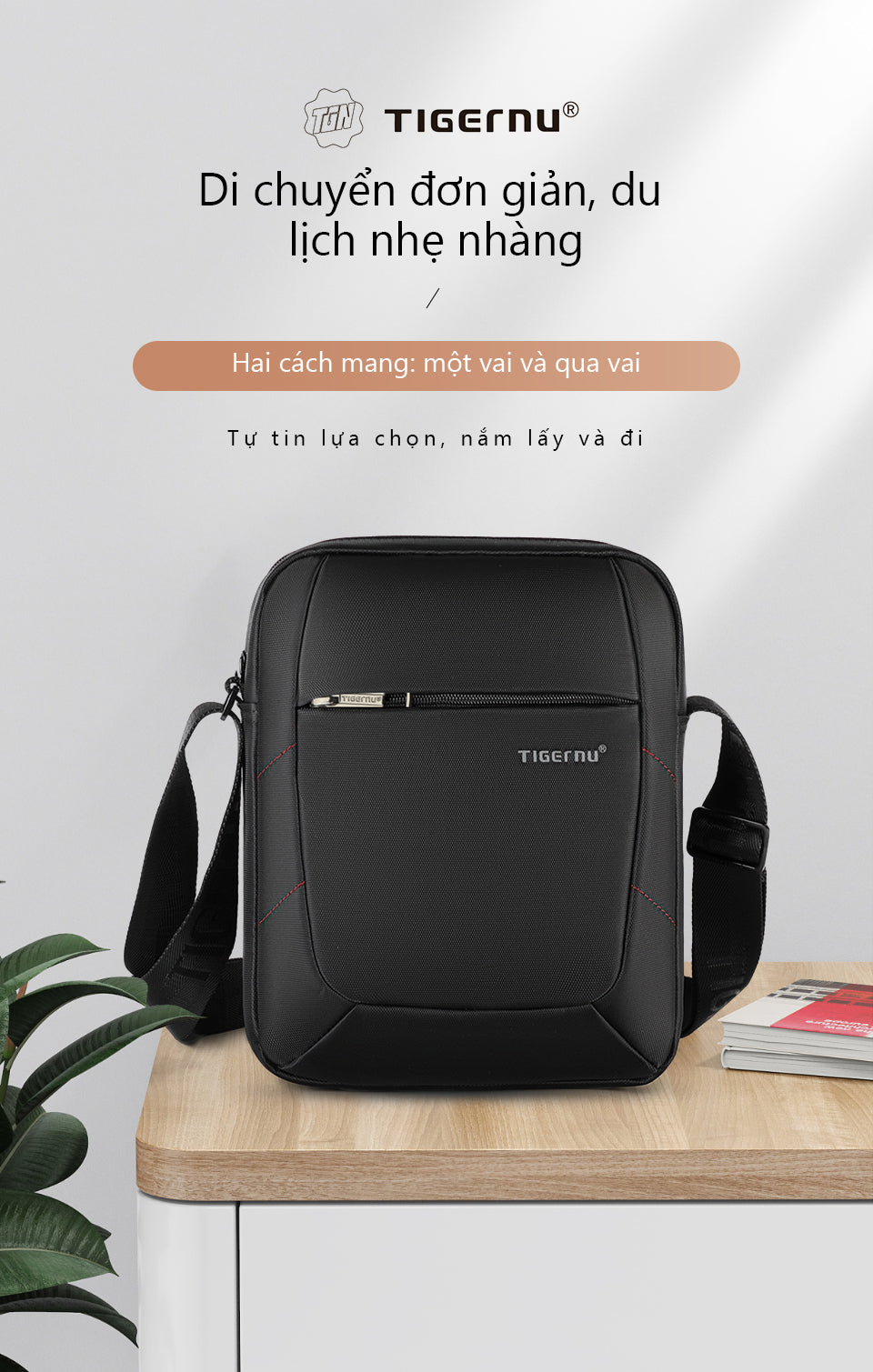 Tigernu 9.6-inch Nylon Cloth Waterproof and Wear-resistant Business Casual Men's Crossbody Bag Sling Bag