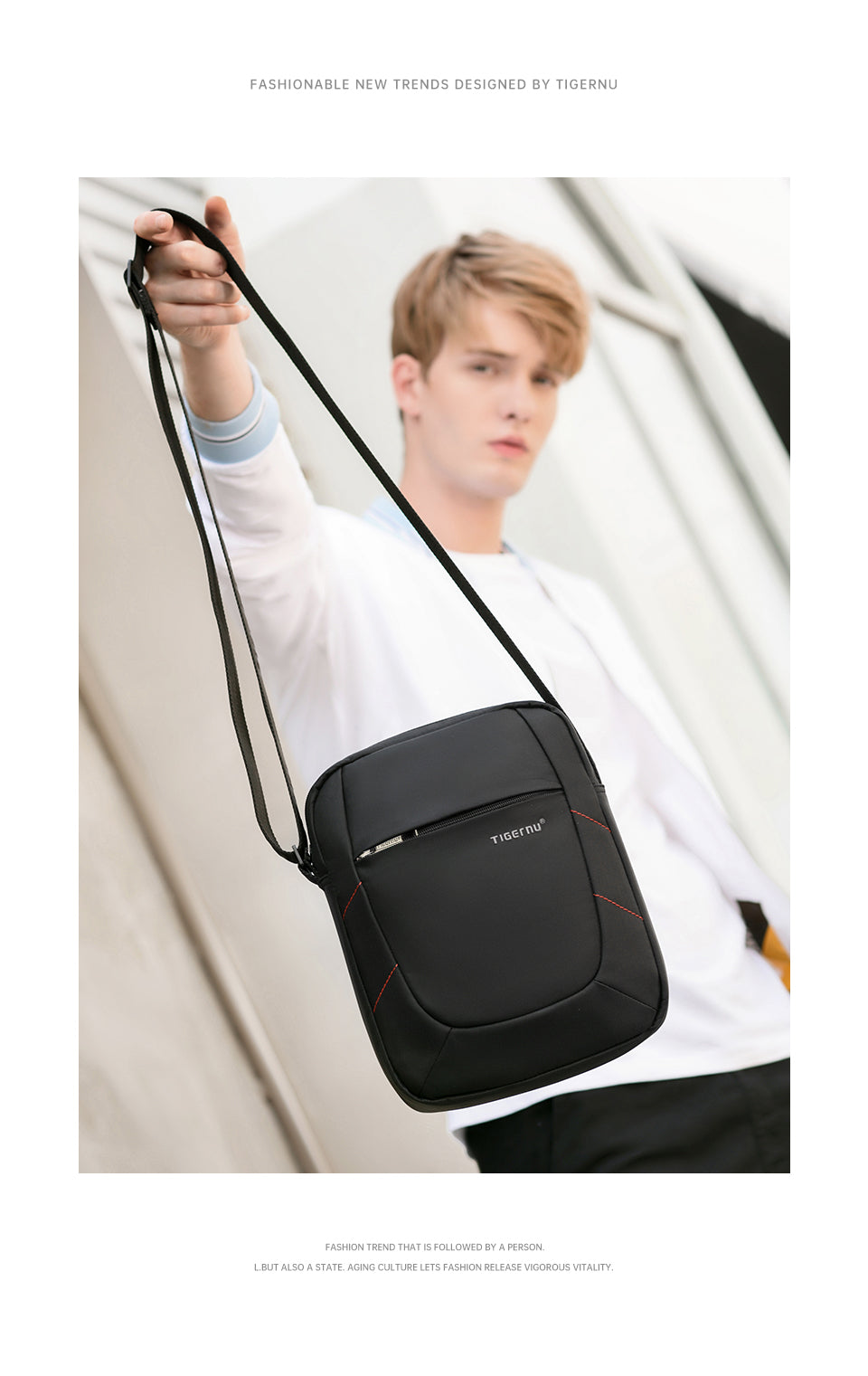 Tigernu 9.6-inch Nylon Cloth Waterproof and Wear-resistant Business Casual Men's Crossbody Bag Sling Bag