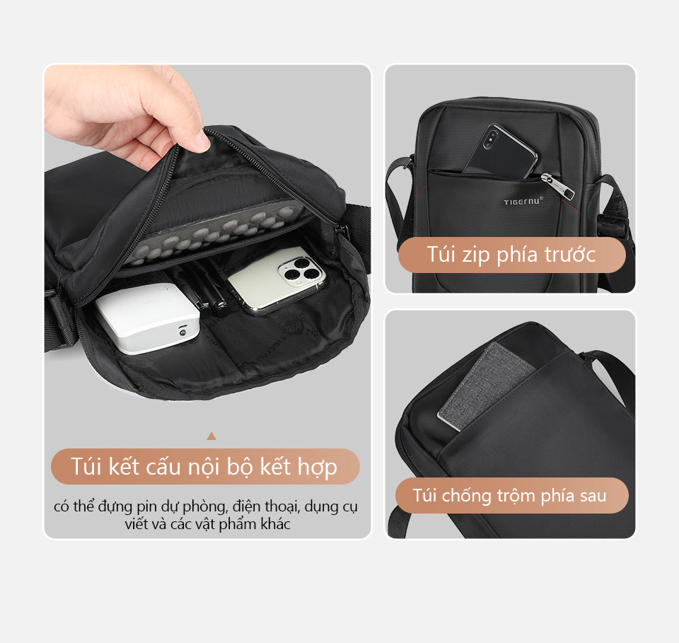 Tigernu 9.6-inch Nylon Cloth Waterproof and Wear-resistant Business Casual Men's Crossbody Bag Sling Bag