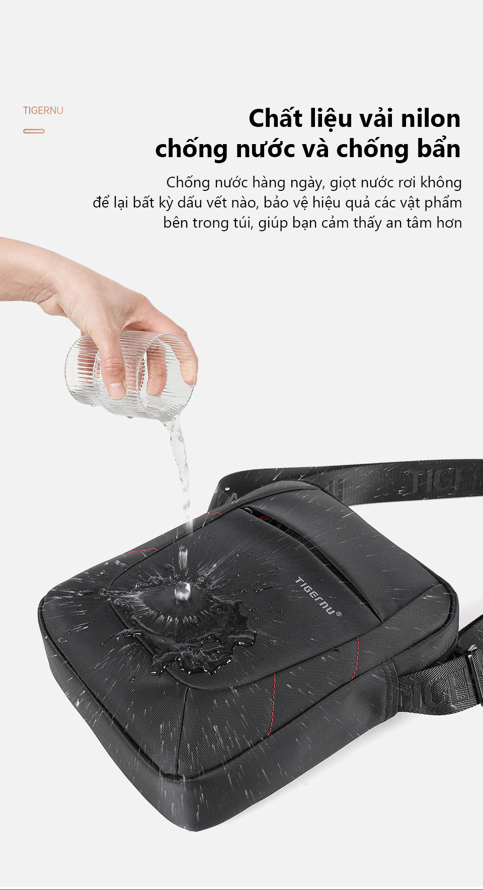 Tigernu 9.6-inch Nylon Cloth Waterproof and Wear-resistant Business Casual Men's Crossbody Bag Sling Bag
