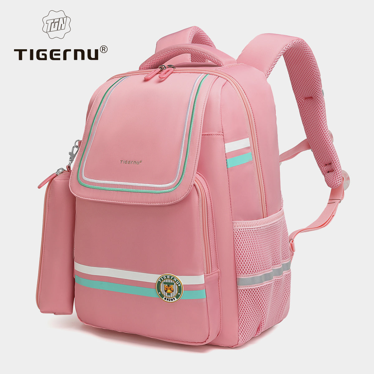 Tigernu High Quality Lightweight Waterproof Student Backpack Large Capacity Oxford Spine Protection Zipper Breathable Safe for Campus