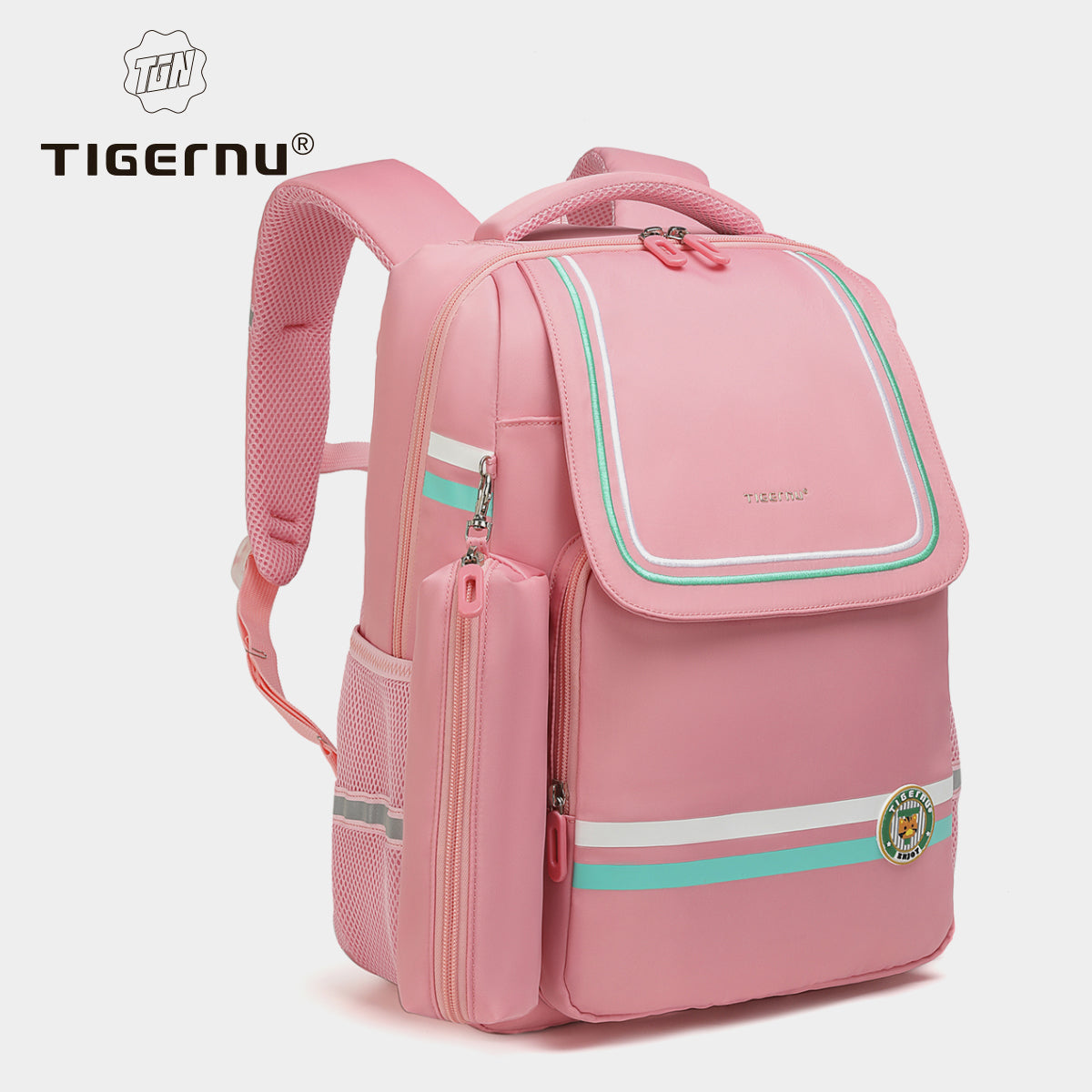 Tigernu High Quality Lightweight Waterproof Student Backpack Large Capacity Oxford Spine Protection Zipper Breathable Safe for Campus