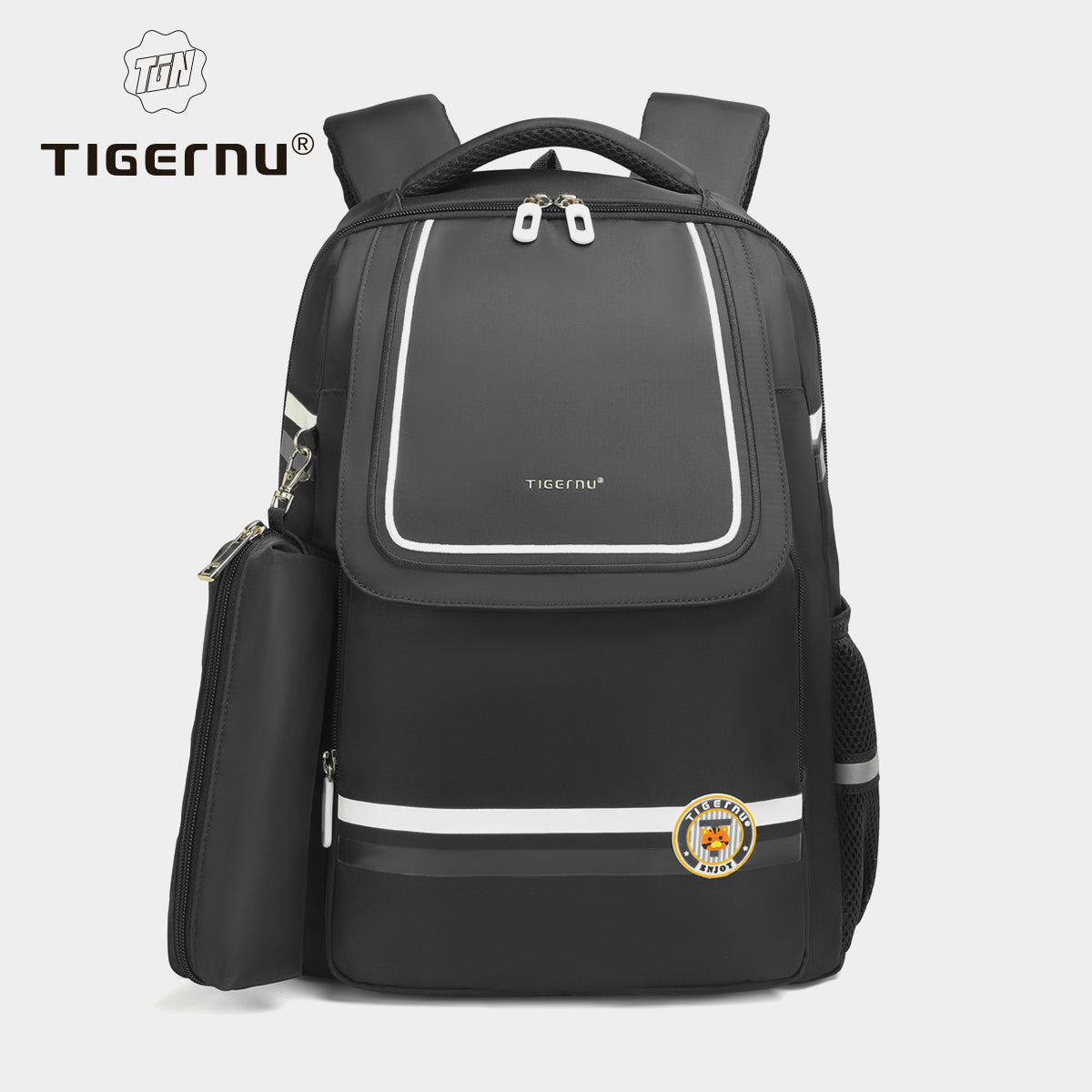 Tigernu High Quality Lightweight Waterproof Student Backpack Large Capacity Oxford Spine Protection Zipper Breathable Safe for Campus