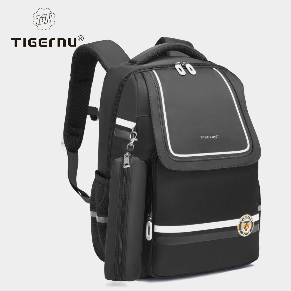 Tigernu High Quality Lightweight Waterproof Student Backpack Large Capacity Oxford Spine Protection Zipper Breathable Safe for Campus
