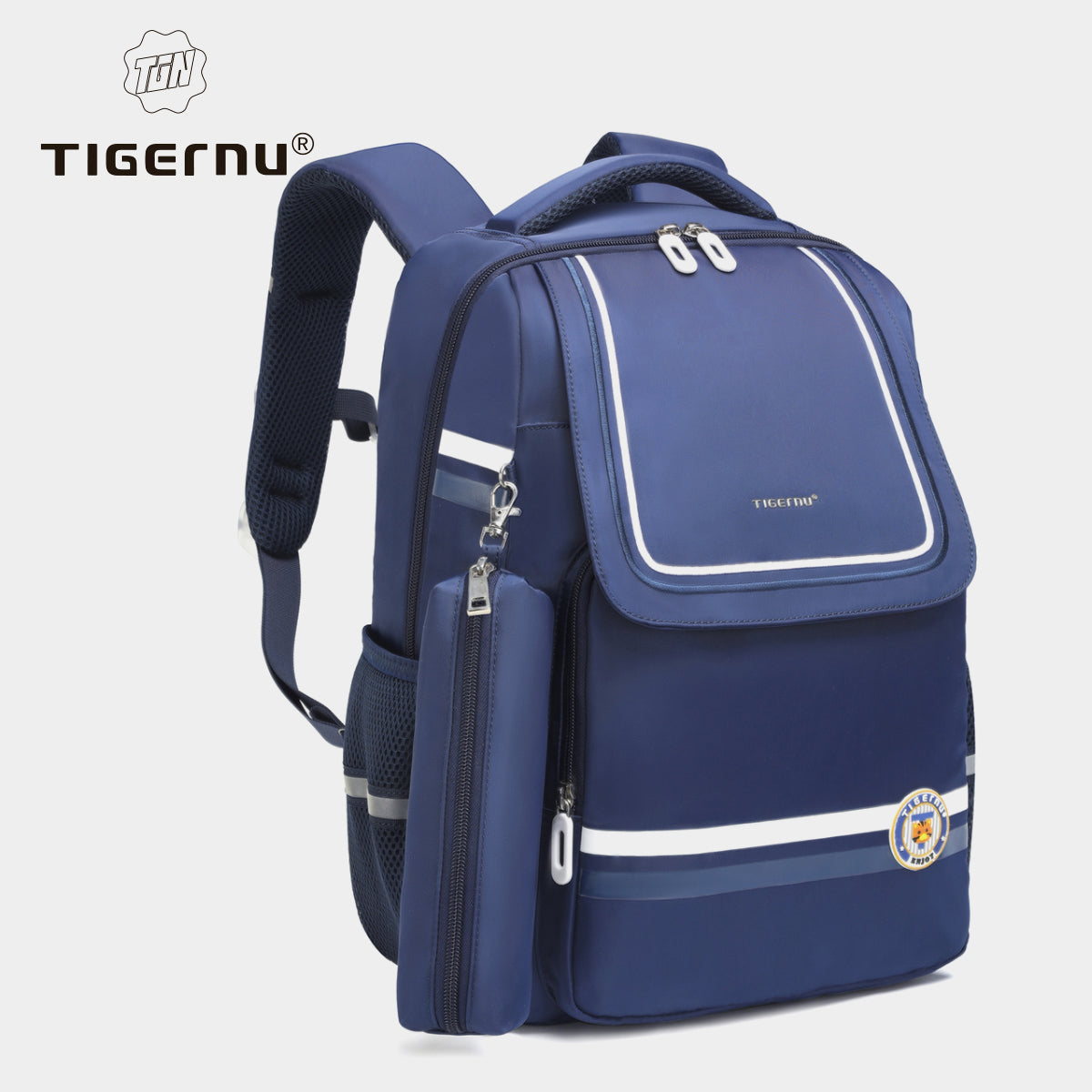 Tigernu High Quality Lightweight Waterproof Student Backpack Large Capacity Oxford Spine Protection Zipper Breathable Safe for Campus