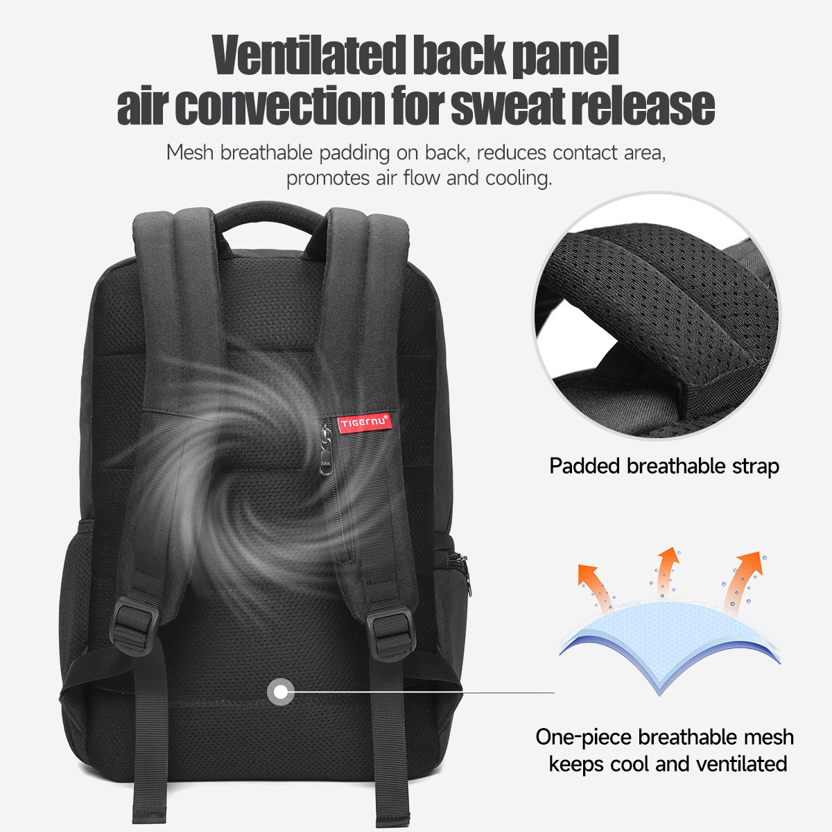 Tigernu High Quality Wholesale 15.6 Inch Computer Compartment Nylon USB Breathable Lightweight Waterproof Outdoor Travel Bag