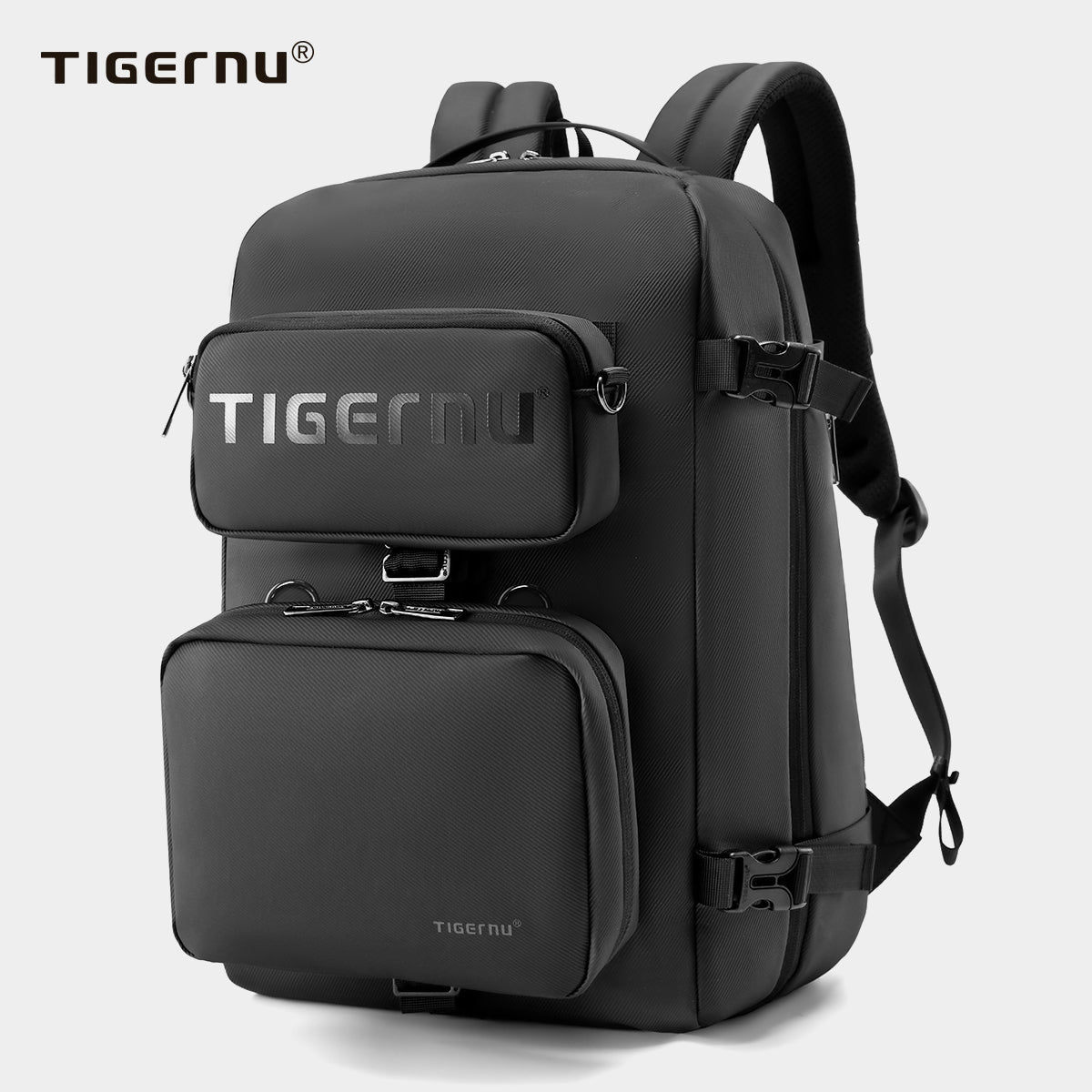 Tigernu Multi Functional Expansion Compartment, USB Waterproof and Breathable Honeycomb Back Panel, Nylon 3-in-1 Detachable Travel Bag