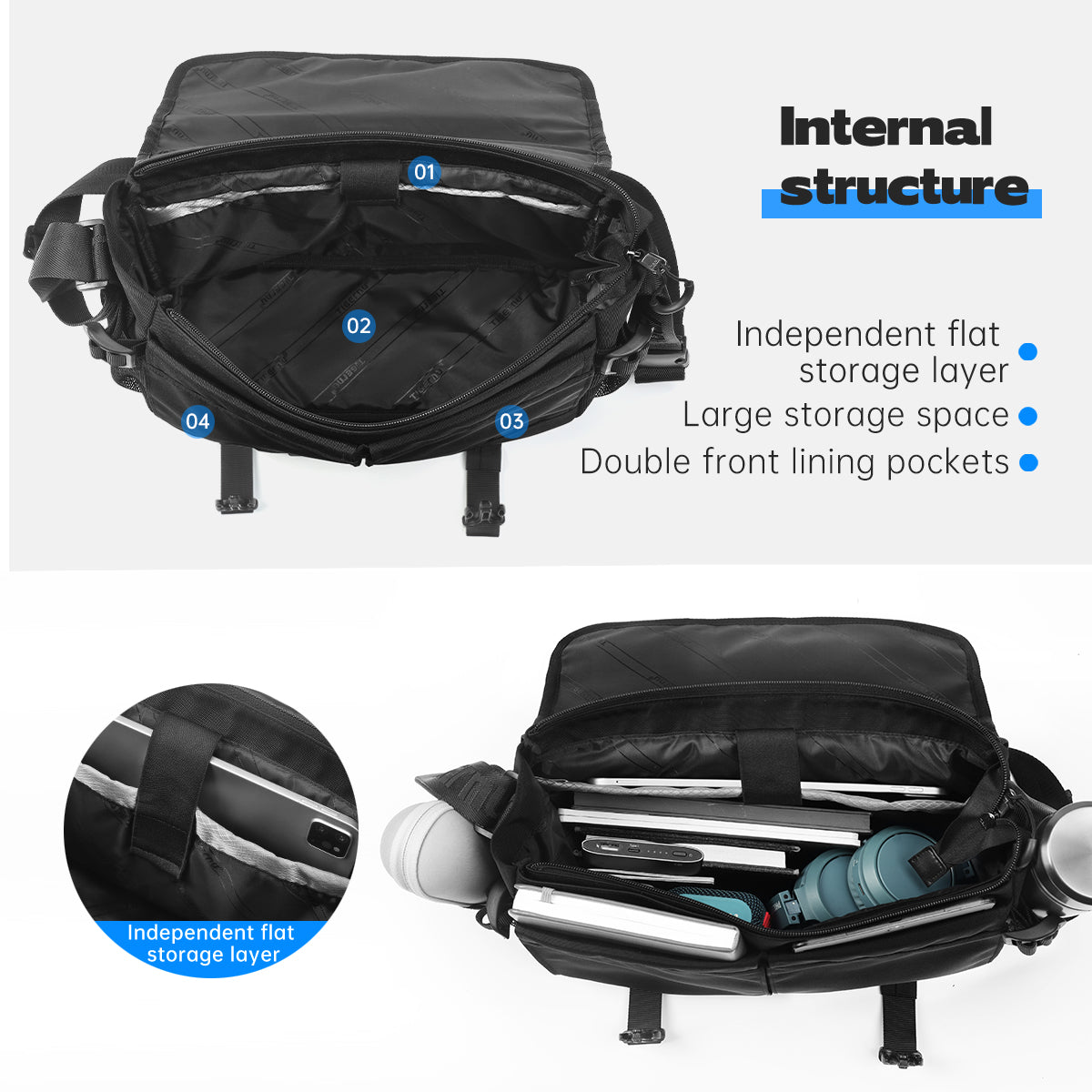Tigernu Multi Pocket News Camera Bag with Adjustable Strap Garment Sport Bag Sneaker Custom Sales Travel Crossbody Bag