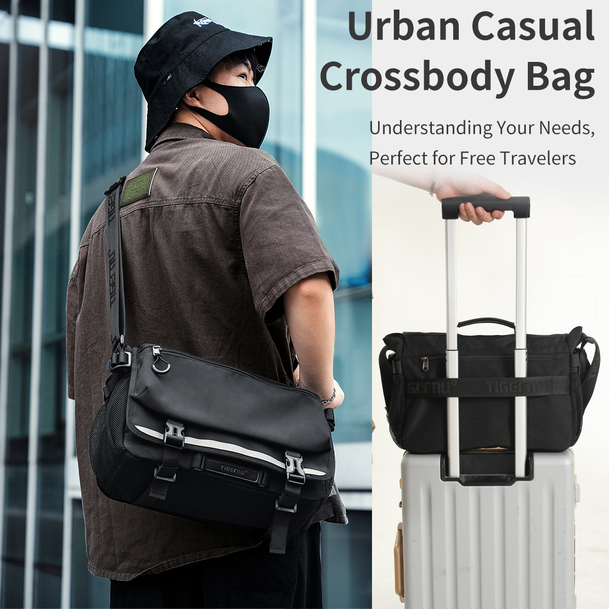 Tigernu Multi Pocket News Camera Bag with Adjustable Strap Garment Sport Bag Sneaker Custom Sales Travel Crossbody Bag