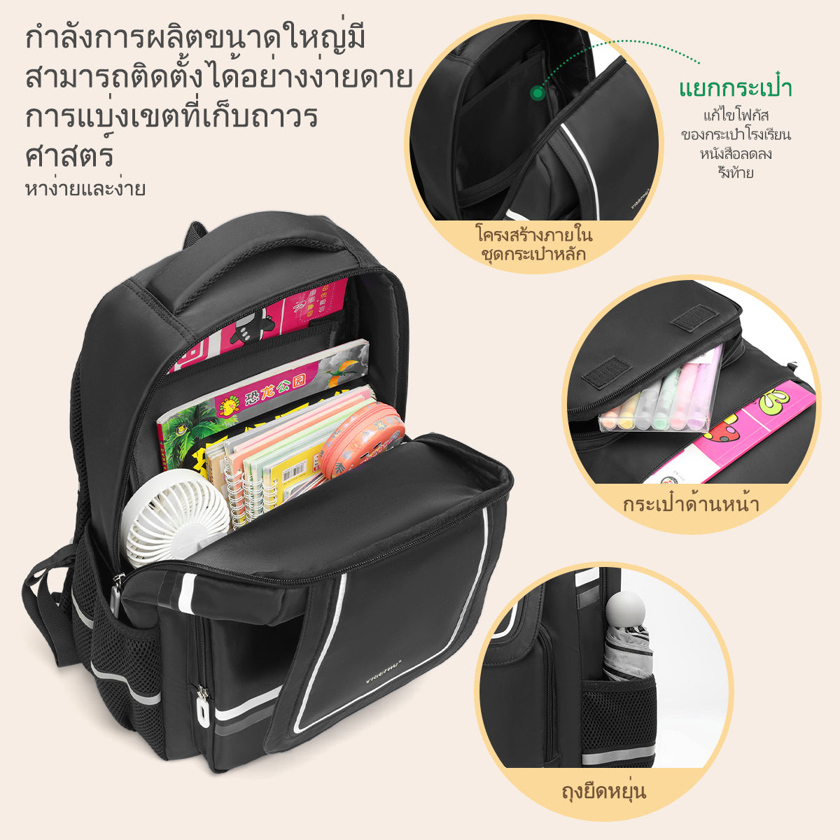 Tigernu High Quality Lightweight Waterproof Student Backpack Large Capacity Oxford Spine Protection Zipper Breathable Safe for Campus