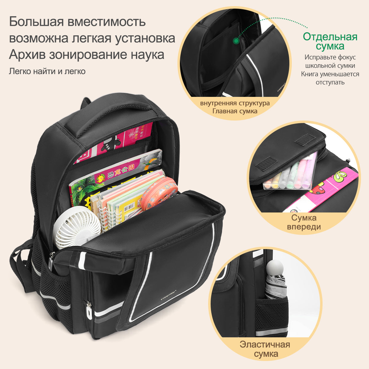Tigernu High Quality Lightweight Waterproof Student Backpack Large Capacity Oxford Spine Protection Zipper Breathable Safe for Campus