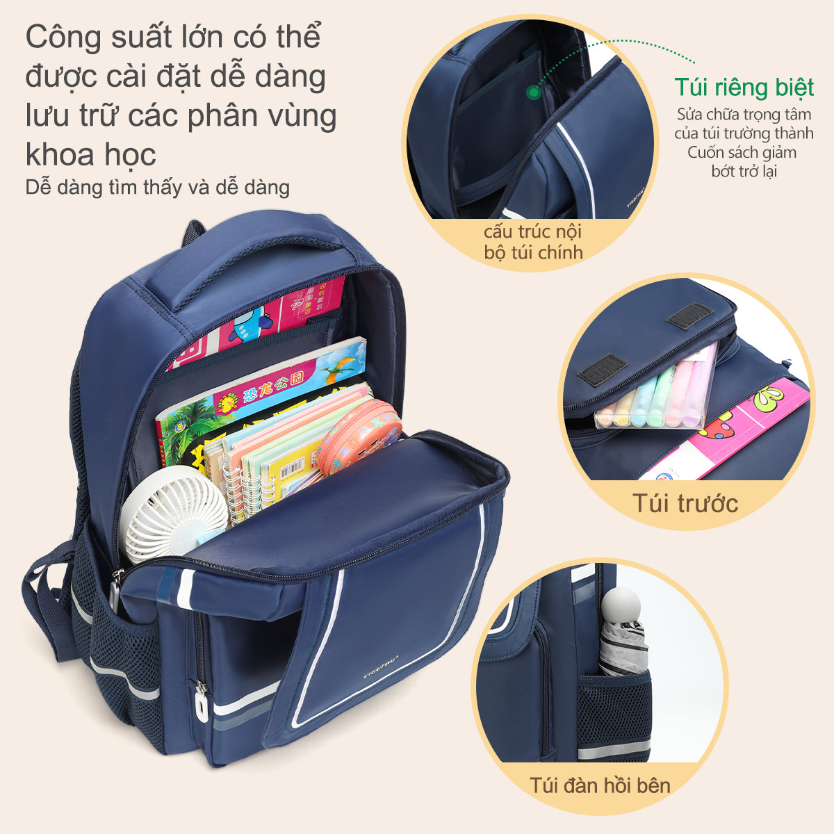 Tigernu High Quality Lightweight Waterproof Student Backpack Large Capacity Oxford Spine Protection Zipper Breathable Safe for Campus