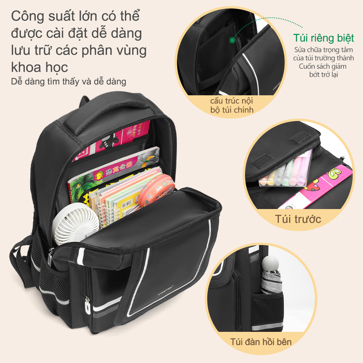 Tigernu High Quality Lightweight Waterproof Student Backpack Large Capacity Oxford Spine Protection Zipper Breathable Safe for Campus