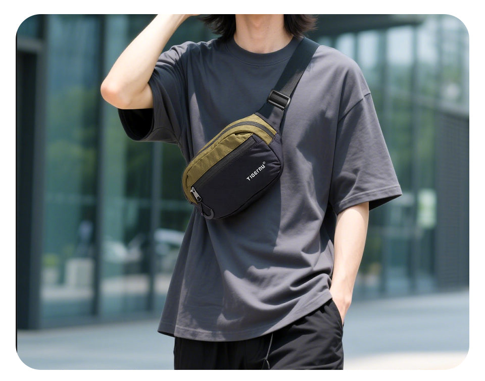 Tigernu High Quality Fashion Layered Storage Multi-pocket Nylon Durable Lightweight Waterproof Outdoor Daily Men Crossbody Bag