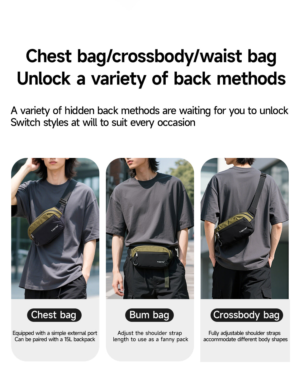 Tigernu High Quality Fashion Layered Storage Multi-pocket Nylon Durable Lightweight Waterproof Outdoor Daily Men Crossbody Bag