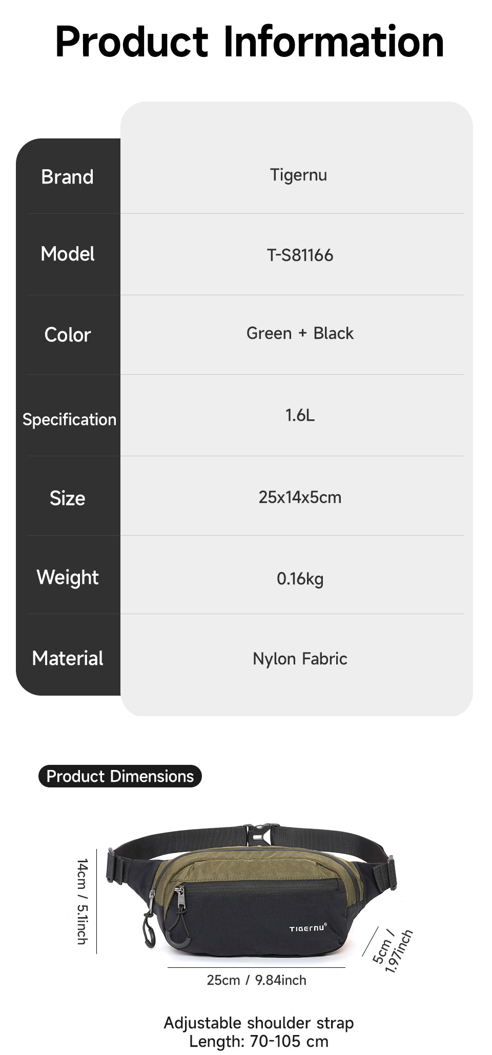 Tigernu High Quality Fashion Layered Storage Multi-pocket Nylon Durable Lightweight Waterproof Outdoor Daily Men Crossbody Bag