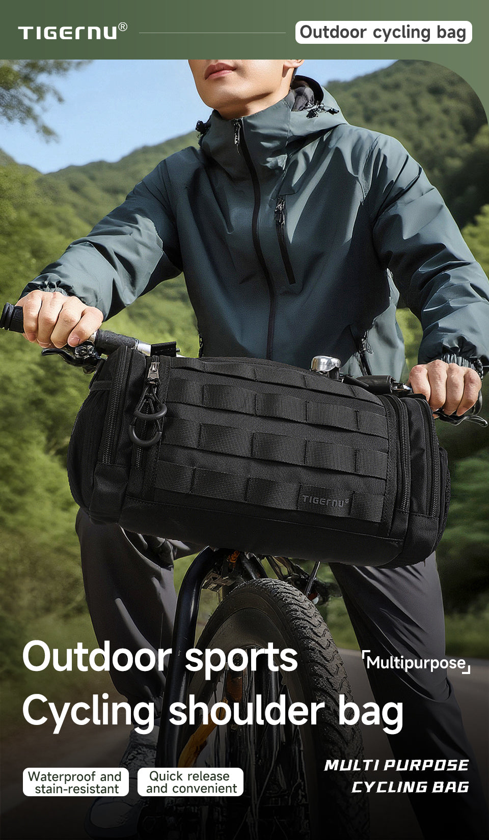 Tigernu Hot Sale High Quality Large Capacity Multi-pocket Nylon Waterproof Wear-resistant Outdoor Activity Bicycle Travel Backpack