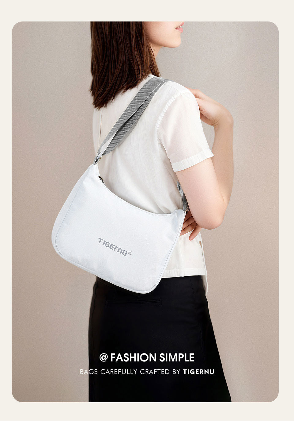 Tigernu High Quality Fashion Lady Cross Body Bag Lightweight Waterproof Nylon Sling Bags Adjustable Strap Zipper for Women