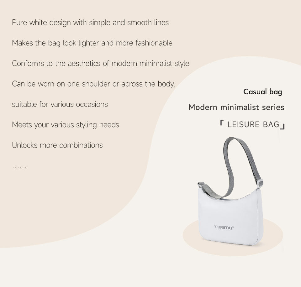 Tigernu High Quality Fashion Lady Cross Body Bag Lightweight Waterproof Nylon Sling Bags Adjustable Strap Zipper for Women