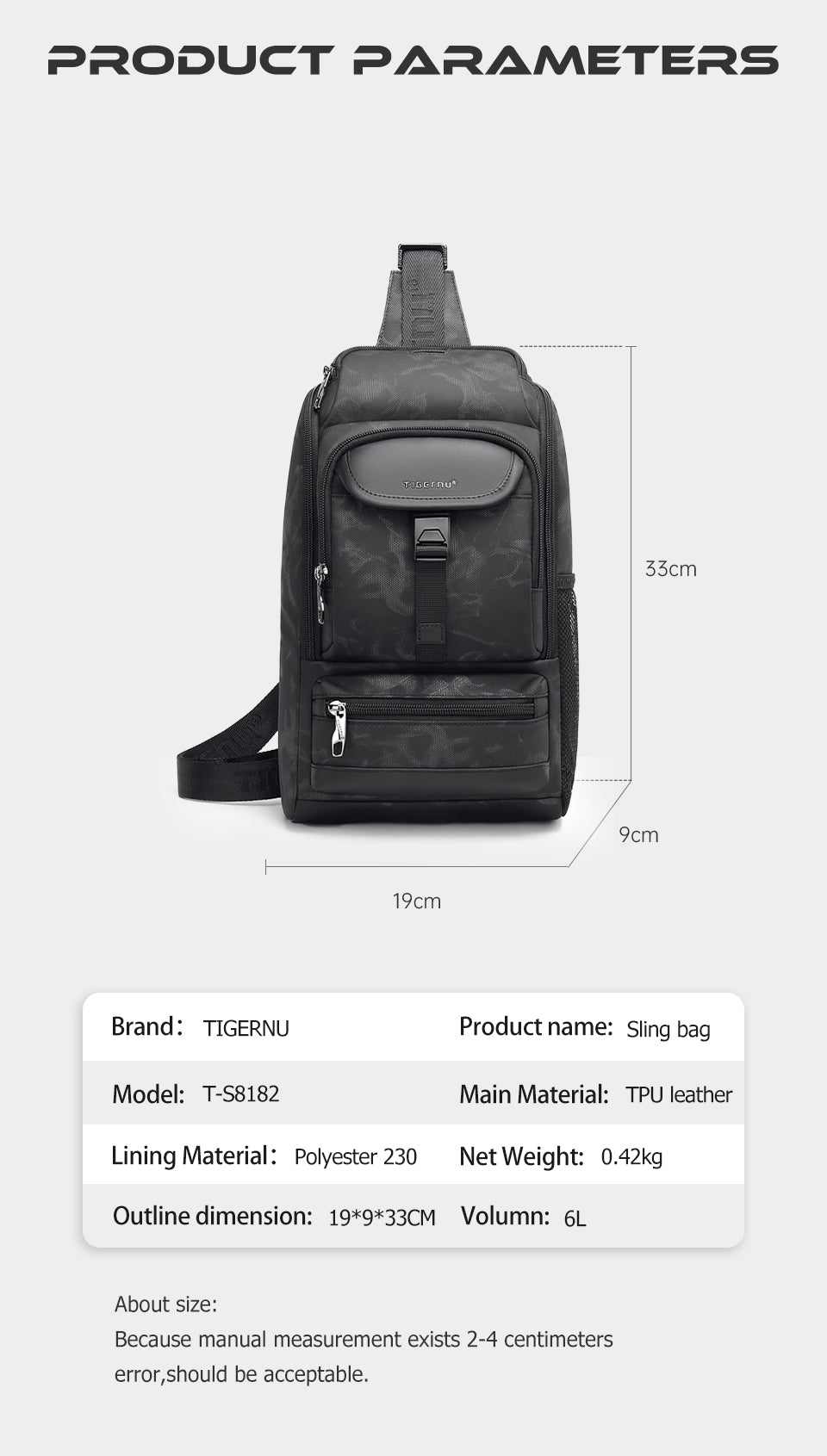 TIGERNU Large Capacity 9.7 Inch Nylon Lightweight Wear-Resistant Waterproof Outdoor Sports Men's Messenger Bag Crossbody Bags