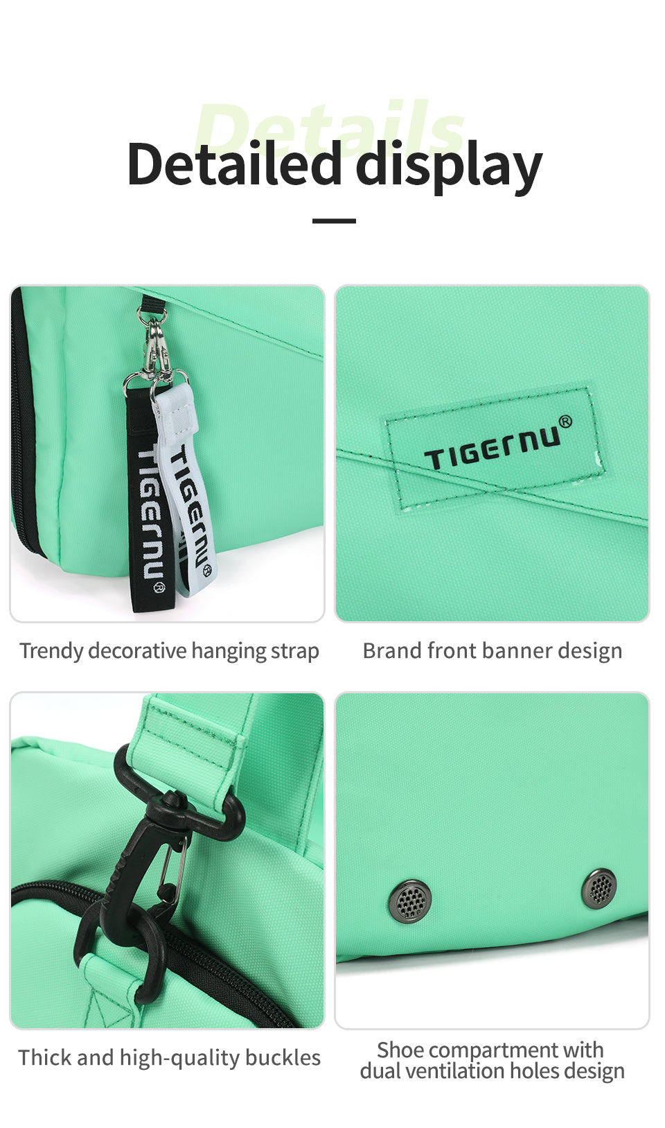 Tigernu High-end Leisure Sport Backpack Wholesale Hot Sell Factory Fast Delivery Waterproof Large Capacity Sport Gym Bag With Shoes Bag