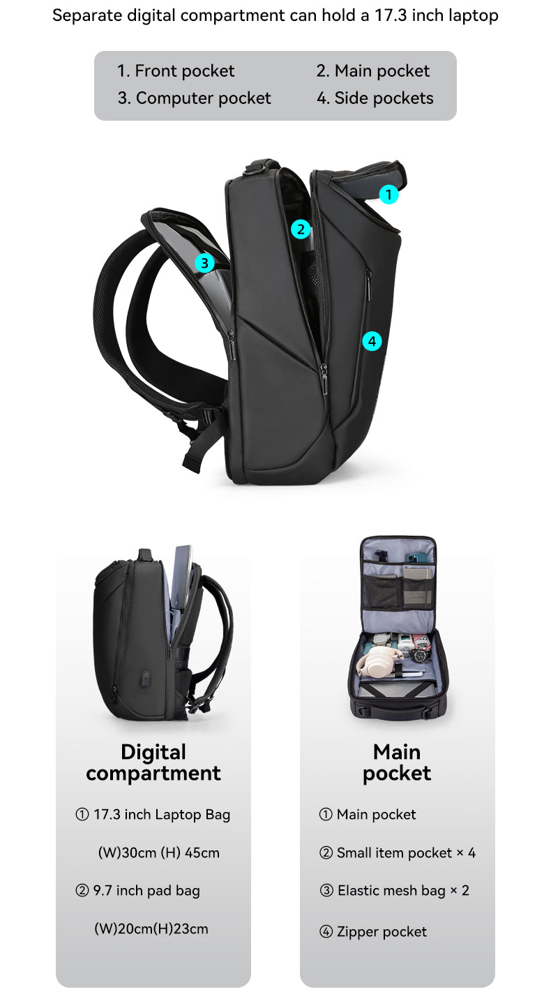 Ryden Backpack Bag Manufacturer Men Mochila De Viaje 17 Inch Laptop Backpacks Anti-theft