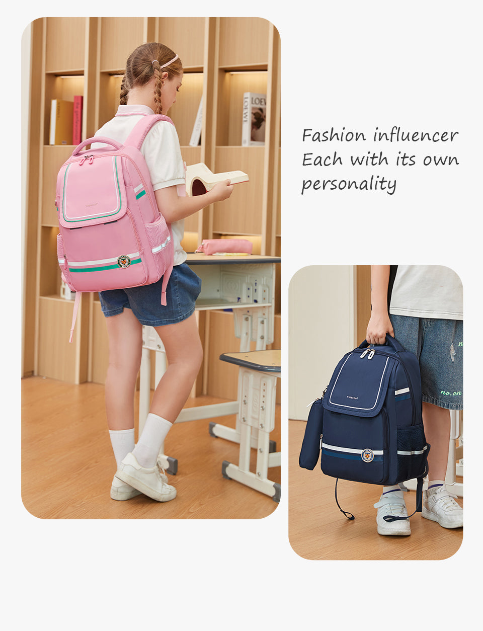 Tigernu High Quality Lightweight Waterproof Student Backpack Large Capacity Oxford Spine Protection Zipper Breathable Safe for Campus