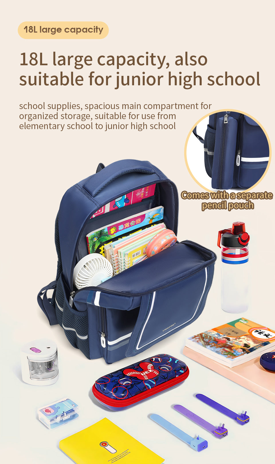 Tigernu High Quality Lightweight Waterproof Student Backpack Large Capacity Oxford Spine Protection Zipper Breathable Safe for Campus