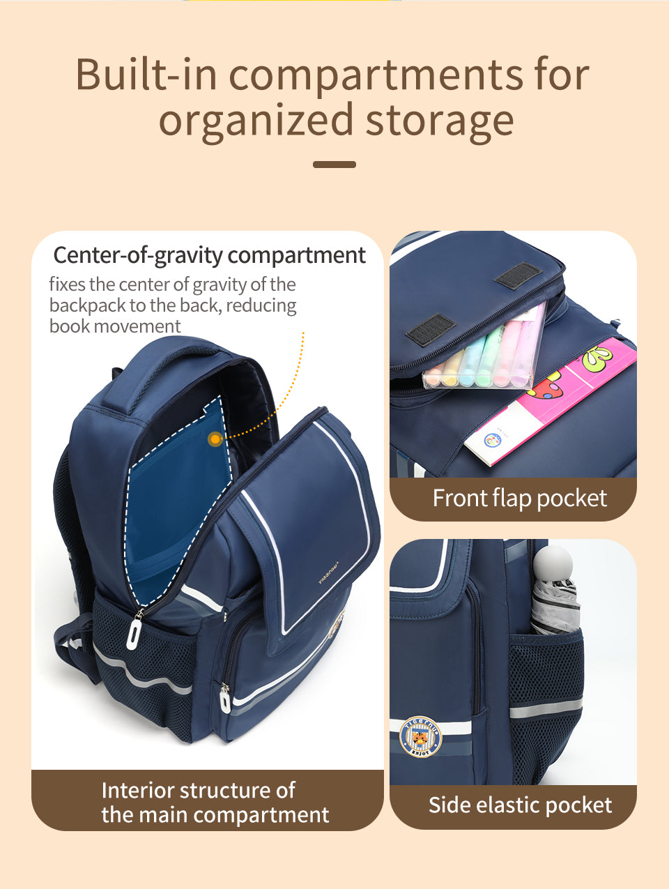 Tigernu High Quality Lightweight Waterproof Student Backpack Large Capacity Oxford Spine Protection Zipper Breathable Safe for Campus